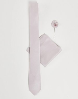 Свадебный набор из галстука и платка для нагрудного кармана светло-розового цвета Burton-Розовый цвет Burton Menswear