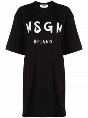 Платье-футболка с логотипом MSGM. Цвет: черный