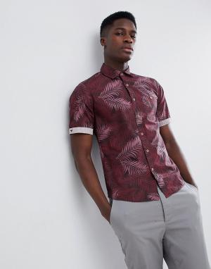 Рубашка с короткими рукавами и пальмовым принтом Burgundy-Красный Gandys