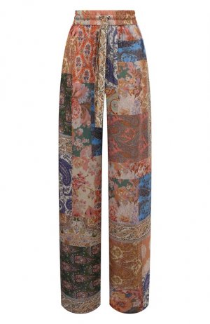 Шелковые брюки Zimmermann. Цвет: разноцветный