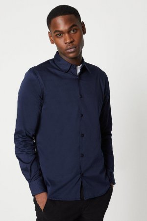 Рубашка из хлопкового атласа с длинными рукавами , темно-синий Burton