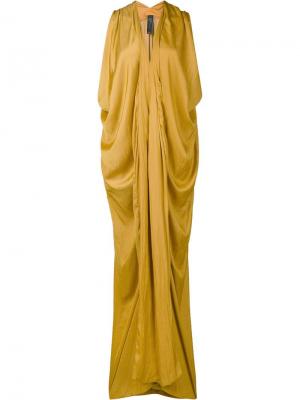 Драпированное платье с V-образным вырезом Zero + Maria Cornejo. Цвет: жёлтый и оранжевый