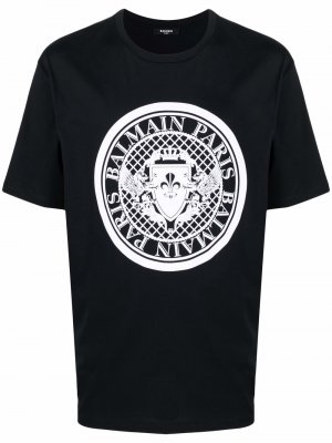 Logo crest-print T-shirt Balmain. Цвет: черный