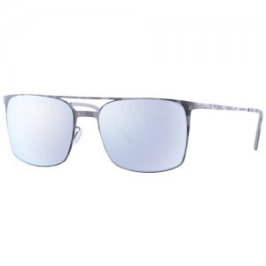 Солнцезащитные очки , прямоугольные, оправа: металл, с защитой от УФ, зеркальные, серый Italia Independent. Цвет: серый
