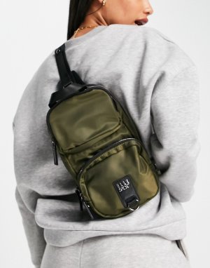 Нейлоновый рюкзак цвета хаки с двумя карманами -Зеленый цвет Elle Sport