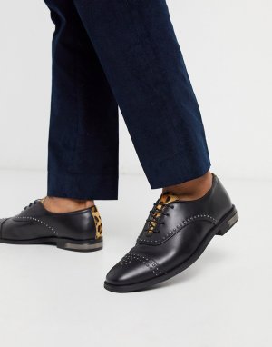 Черные кожаные ботинки с заклепками London-Черный Feud
