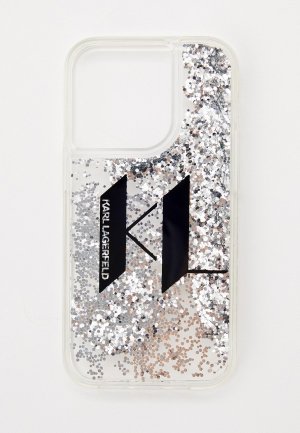 Чехол для iPhone Karl Lagerfeld 14 Pro с жидкими блестками. Цвет: серебряный
