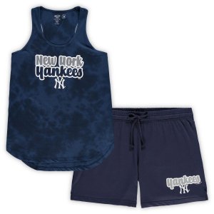 Женский спортивный темно-синий комплект для сна New York Yankees размера Cloud с майкой и шортами большого Unbranded