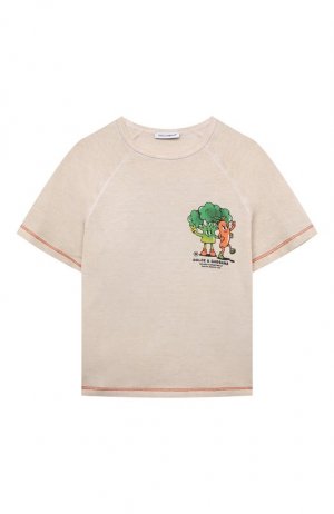 Хлопковая футболка Dolce & Gabbana. Цвет: бежевый