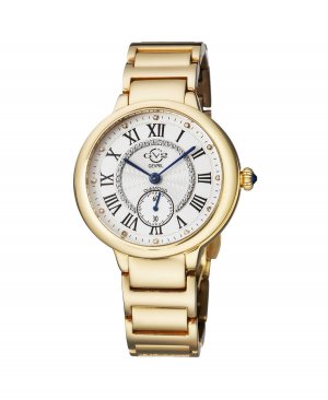 Женские часы GV2 Rome с золотистым ионным покрытием, швейцарские кварцевые часы-браслет, 36 мм , золотой Gevril