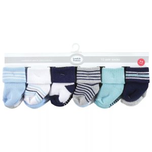 Махровые носки для новорожденных мальчиков и малышей, мятно-синие полоски, упаковка из 12 шт. Luvable Friends