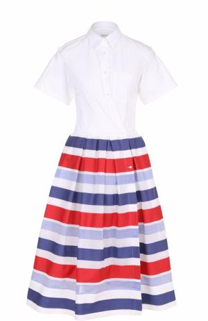 Платье-рубашка с пышной юбкой в контрастную полоску sara roka. Цвет: разноцветный