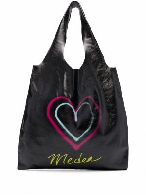 Сумка-шопер с логотипом Medea. Цвет: черный