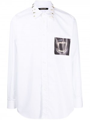 Рубашка с длинными рукавами и графичным принтом Roberto Cavalli. Цвет: белый
