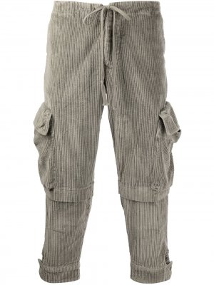 Вельветовые брюки карго Greg Lauren. Цвет: серый
