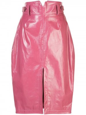 Лакированная юбка с V-образным вырезом Fleur Du Mal. Цвет: розовый