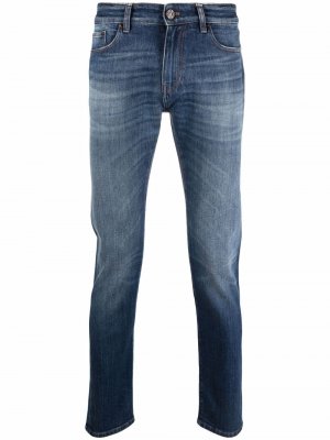 Узкие джинсы с эффектом потертости Pt05. Цвет: синий