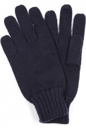 Шерстяные перчатки с вышивкой Polo Ralph Lauren. Цвет: темно-синий