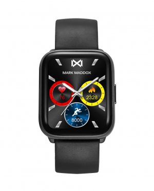 Умные часы из серого алюминия с черным силиконовым ремешком , черный Mark Maddox