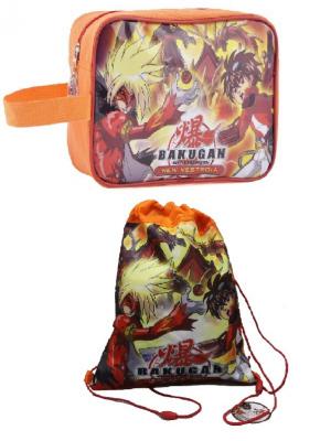 Набор из 2-х предметов Bakugan: барсетка и сумка для обуви BAKUGAN. Цвет: красный, оранжевый