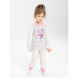 Пижама, размер 122, белый, розовый КотМарКот. Цвет: белый/розовый