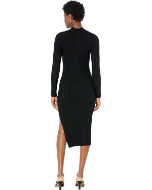 Платье Twist Front Raglan Sleeve Midi Dress, черный Milly