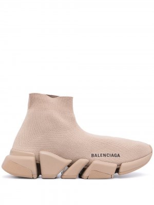 Кроссовки-носки Speed с логотипом Balenciaga. Цвет: коричневый