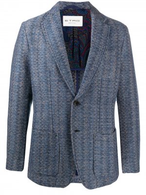 Пиджак с узором зигзаг Etro. Цвет: синий