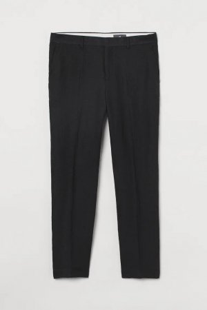 Брюки Slim Fit Linen Suit, чёрный H&M