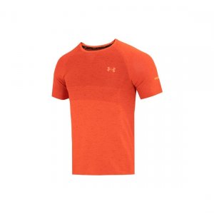 Solid Color Crew Neck Sports Short Sleeve Tee Men Tops Orange 1361356-296 Under Armour