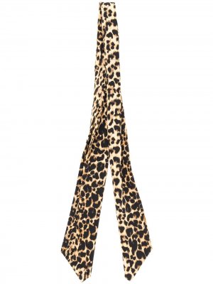 Узкий платок с леопардовым принтом Saint Laurent. Цвет: черный