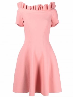 Расклешенное платье со складками Alexander McQueen. Цвет: розовый