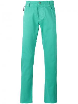 Классические брюки-чинос Isaia. Цвет: зелёный