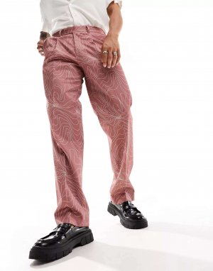 Красные костюмные брюки с контурным принтом Viggo. Цвет: красный