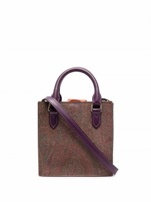 Paisley-jacquard leather shoulder bag ETRO. Цвет: коричневый