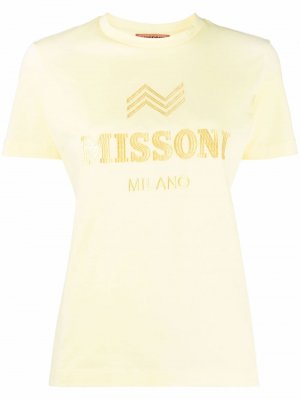 Logo-embroidered cotton T-shirt Missoni. Цвет: желтый