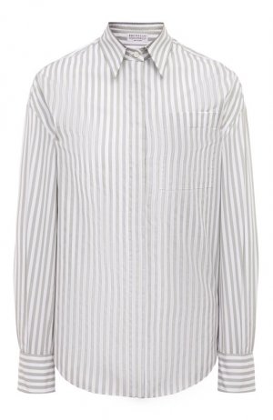 Рубашка из хлопка и шелка Brunello Cucinelli. Цвет: зелёный