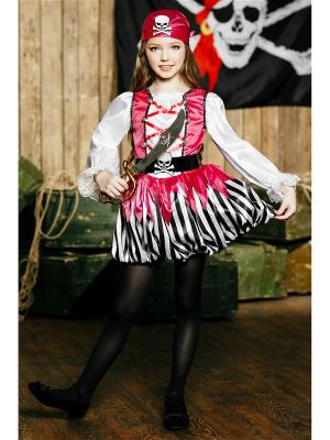Детский костюм пирата для девочек La Mascarade. Цвет: розовый,белый,черный