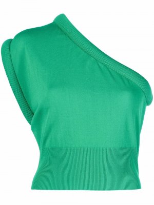 One-shoulder knitted top Federica Tosi. Цвет: зеленый
