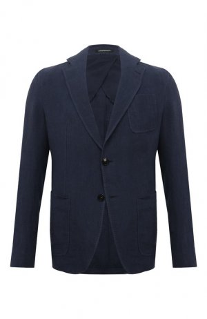 Льняной пиджак Emporio Armani. Цвет: синий