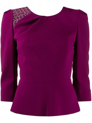 Блузка с кружевной вставкой Roland Mouret. Цвет: фиолетовый