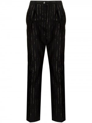Строгие брюки в тонкую полоску с завышенной талией Saint Laurent. Цвет: черный