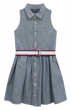 Хлопковое платье Polo Ralph Lauren. Цвет: синий