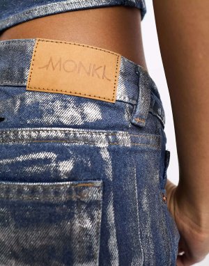 Цвета металлизированных джинсов Coord Imoo с заниженной талией и широким кроем Monki