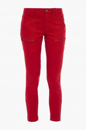 Укороченные брюки-скинни из смесового хлопкового твила в стиле «парка» байкерском , красный Joie