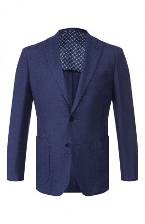 Пиджак из смеси кашемира и шелка Zilli. Цвет: синий