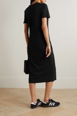 SKIN Платье миди Joanna Pima из джерси смеси хлопка и льна, черный