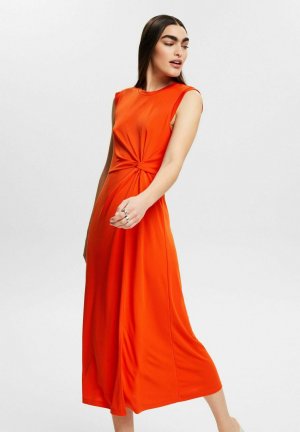 Повседневное платье MIT KNOTENDETAILS , цвет bright orange Esprit