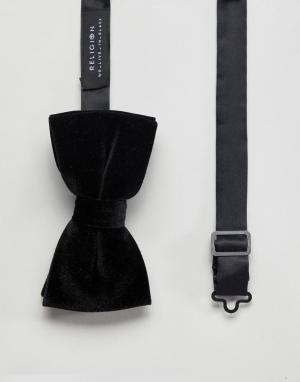 Черный бархатный галстук-бабочка Religion. Цвет: черный