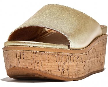 Туфли Eloise Cork-Wrap Leather Wedge Slides, цвет Platino FitFlop